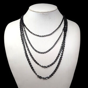 KENNETH COLE Layered Necklace 4 Strand Gunmetal Silver Tone Adjusts 16 - 19 Inch